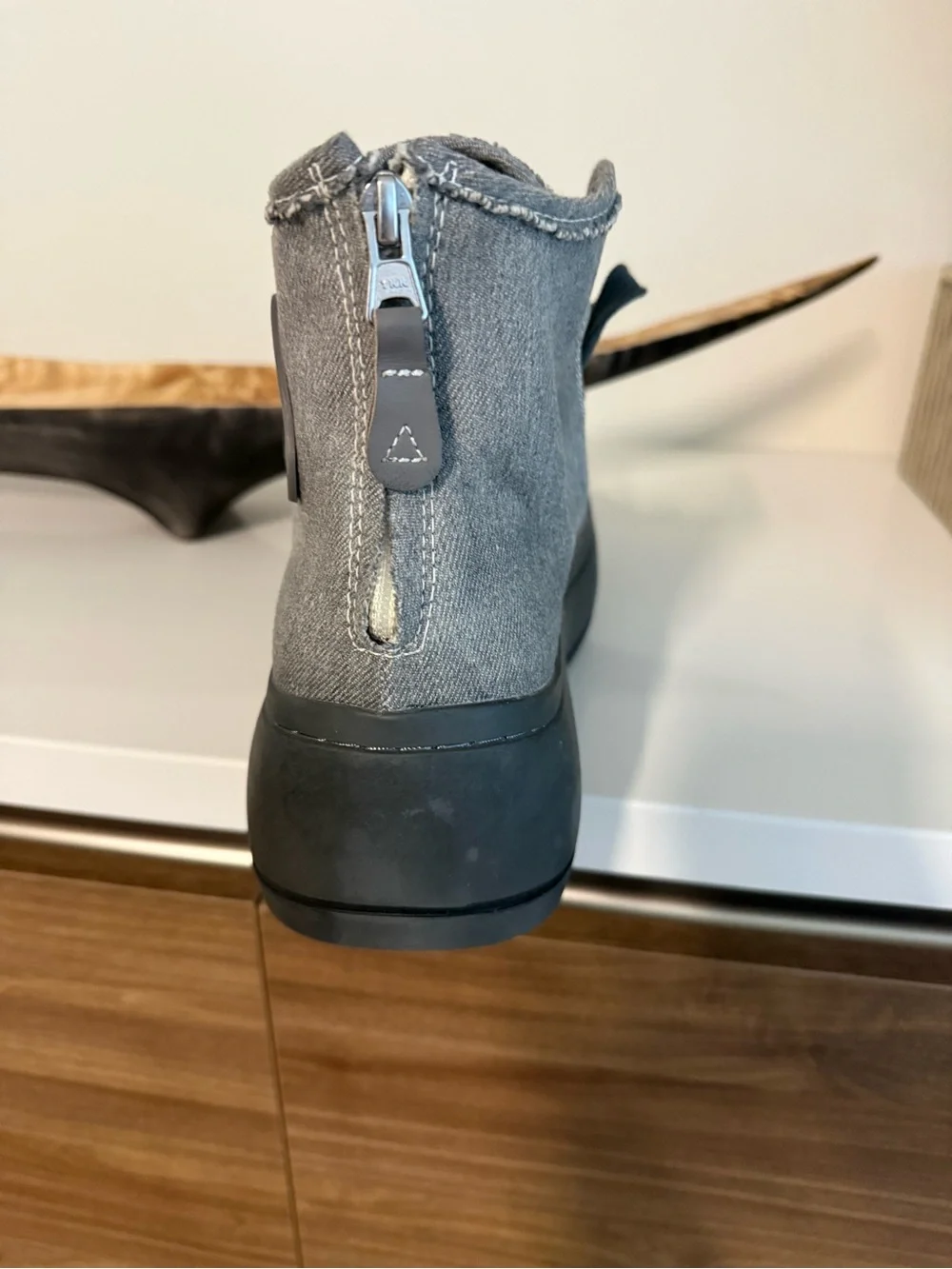 R13 Men's Gray High-Top Canvas Sneakers